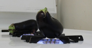 Roasting eggplant